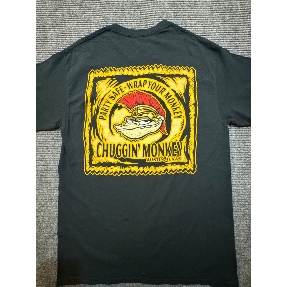 Chuggin Monkey Austin Texas NWOT‎ T-Shirt Men's M Black Funny Shirts Party Safe